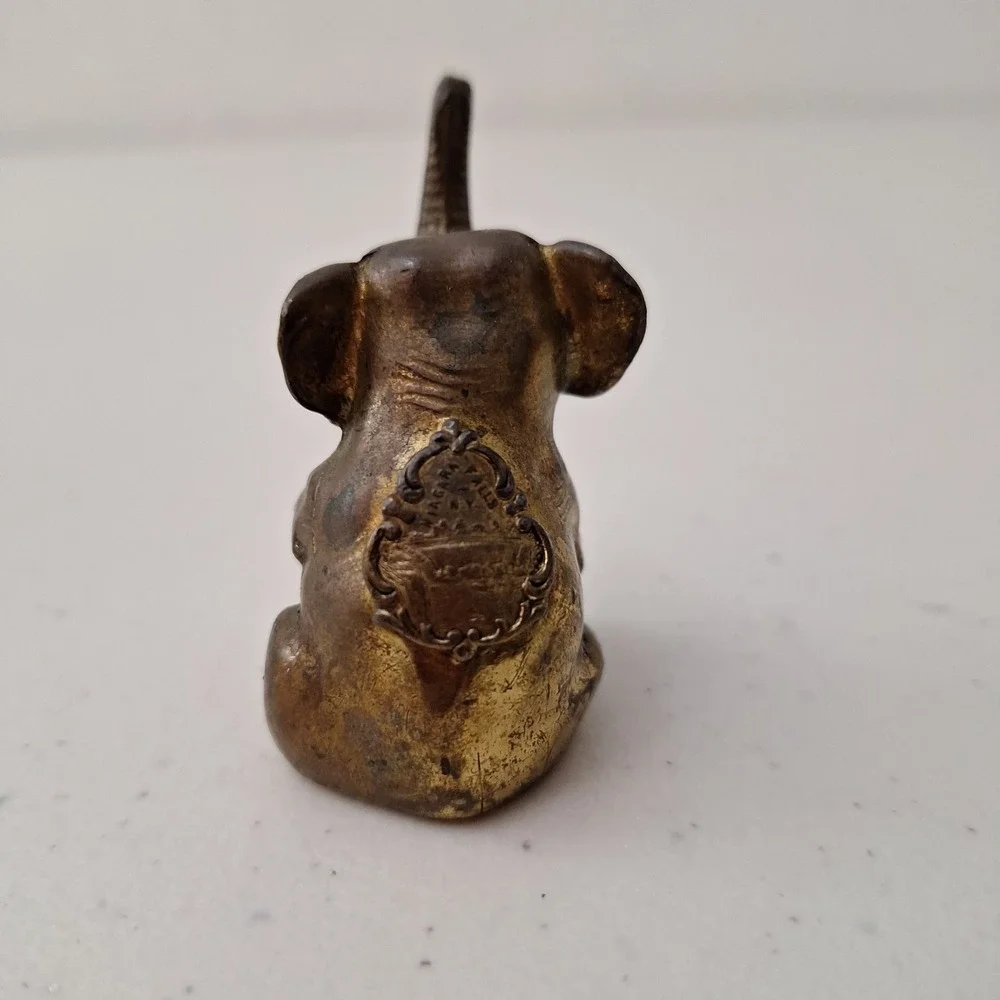 Vintage Small Brass Petina Sitting Elephant Paperweight Figurine Decor